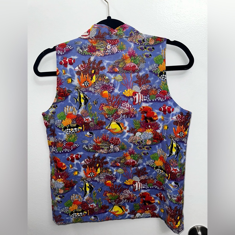 Vintage Toucan Dance Fish Shirt Button Down 90s
